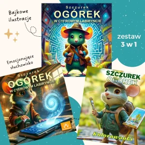 3 PACK: Ebook + Audiobook + Kolorowanka Szczurek Ogórek w Cyfrowym Labiryncie
